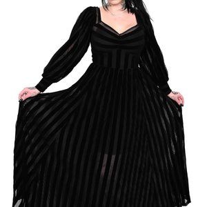 Foxblood Victoria Striped Mesh Gown